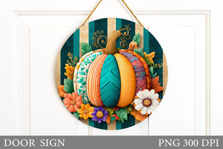 Pumpkin Door Sign Sublimation. Fall Door Sign Design