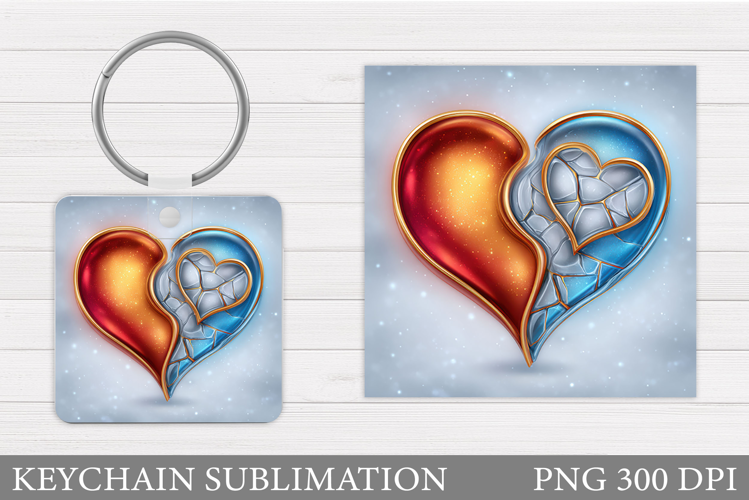 Heart Keychain Sublimation. Valentine Keychain Design