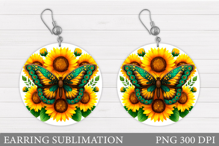 Butterfly Earring Sublimation. Round Earring Butterfly