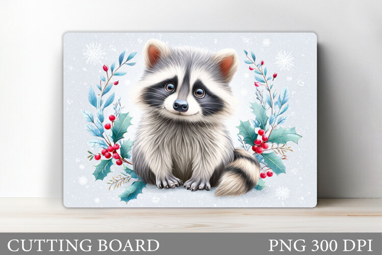 Christmas Raccoon Cutting Board. Christmas Cutting Board example image 1