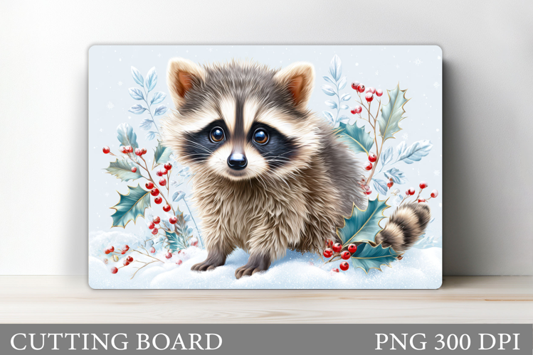 Christmas Raccoon Cutting Board. Christmas Cutting Board