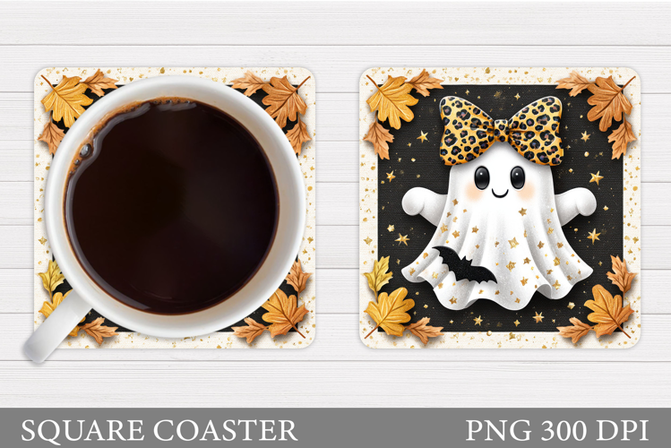 Cute Ghost Coaster Design. Cute Halloween Sublimation