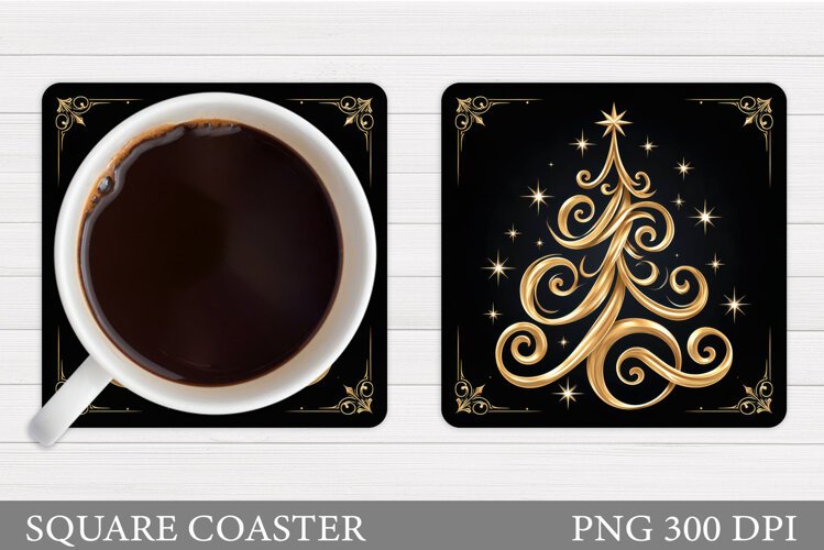 Christmas Tree Coaster Design. Christmas Coaster Sublimation example image 1