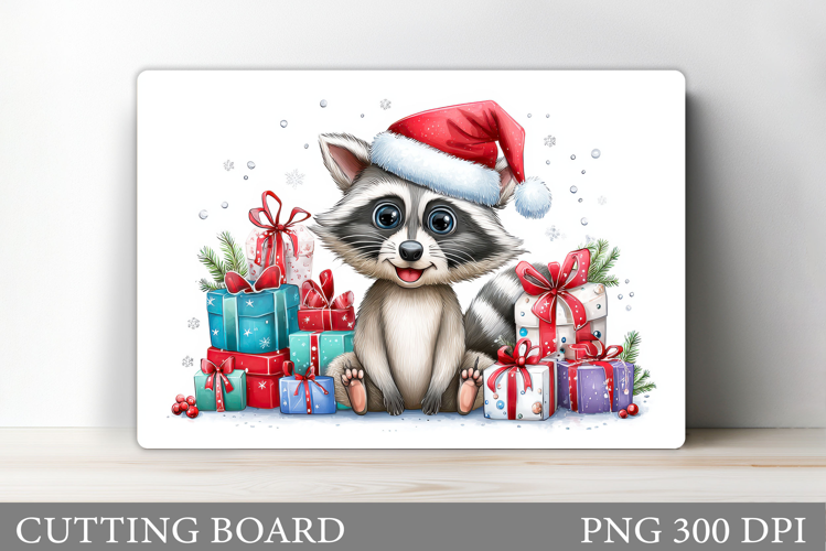 Christmas Raccoon Cutting Board. Christmas Cutting Board