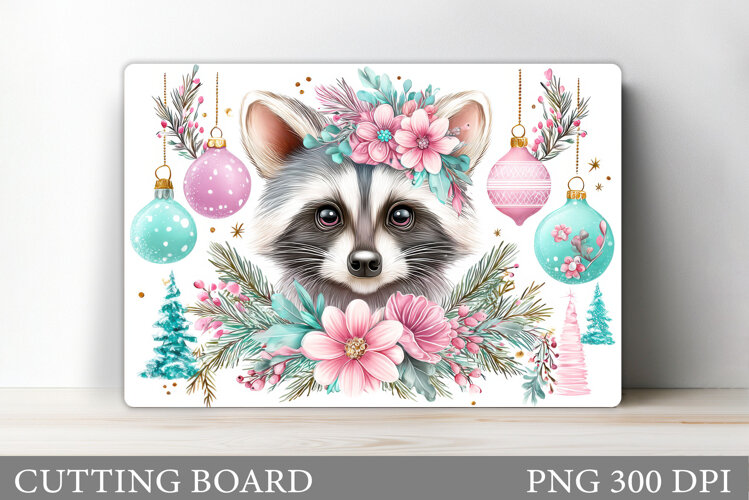 Christmas Raccoon Cutting Board. Christmas Cutting Board example image 1