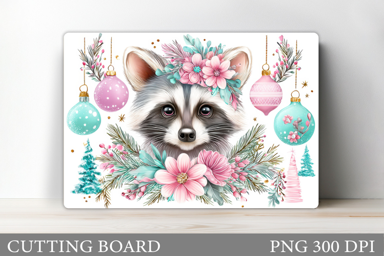 Christmas Raccoon Cutting Board. Christmas Cutting Board