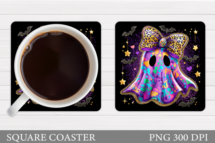 Cute Ghost Coaster Design. Cute Halloween Sublimation