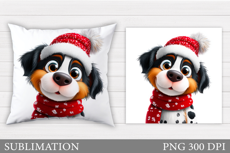 Christmas Dog Pillow Design. Christmas Pillow Sublimation