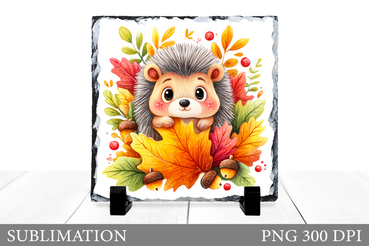 Fall Hedgehog Sublimation. Fall Slate Design