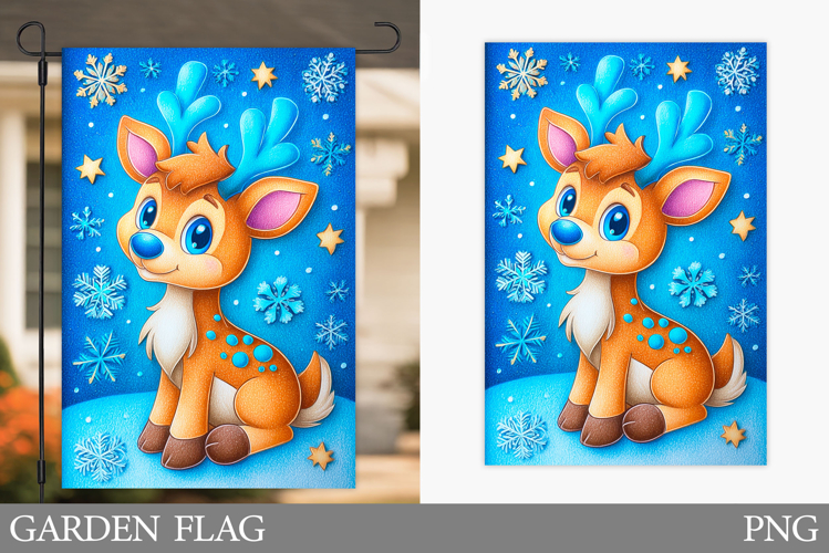 Cute Deer Garden Flag. Christmas Garden Flag Sublimation