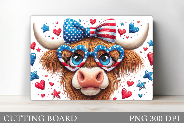 Patriotic Cow Cutting Board. Patriotic Cutting Board Design