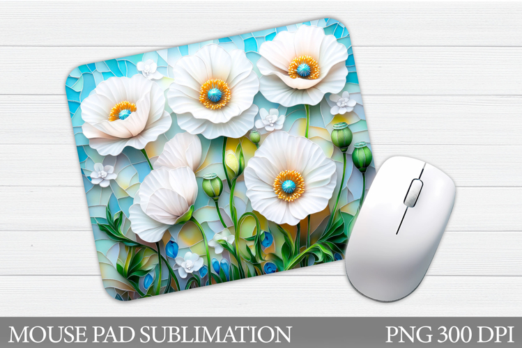 Poppies Mouse Pad Sublimation. Flowers Mouse Pad Design