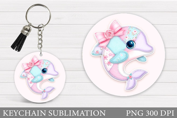 Dolphin Round Keychain. Dolphin Keychain Sublimation