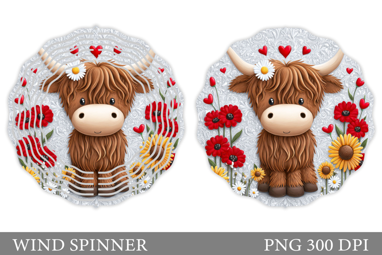 Summer Cow Wind Spinner Design. Cute Cow Sublimation