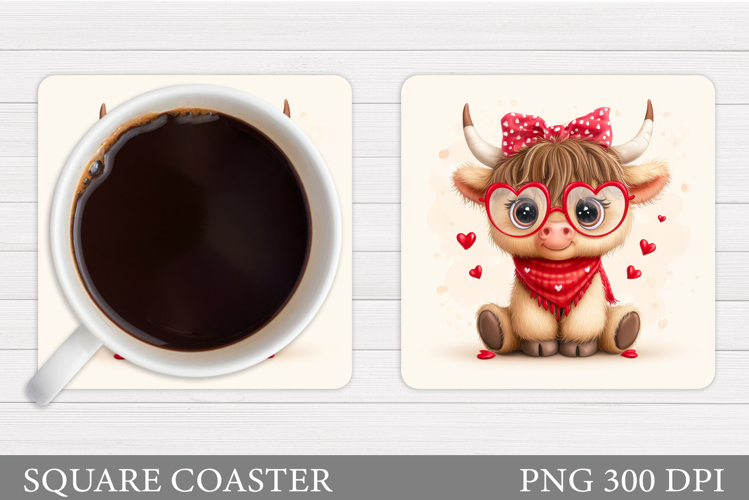 Valentines Cow Coaster Design. Valentines Square Coaster