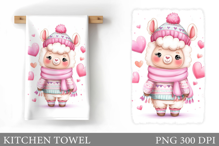 Valentines Lama Kitchen Towel. Valentines Kitchen Towel