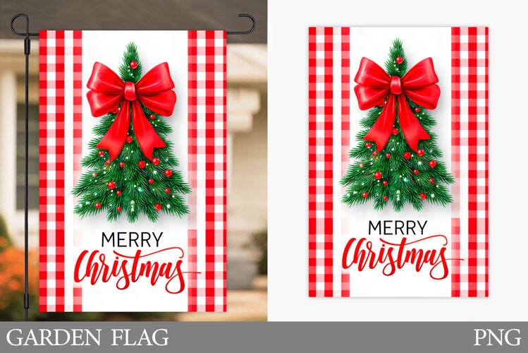 Christmas Tree Garden Flag. Merry Christmas Garden Flag example image 1