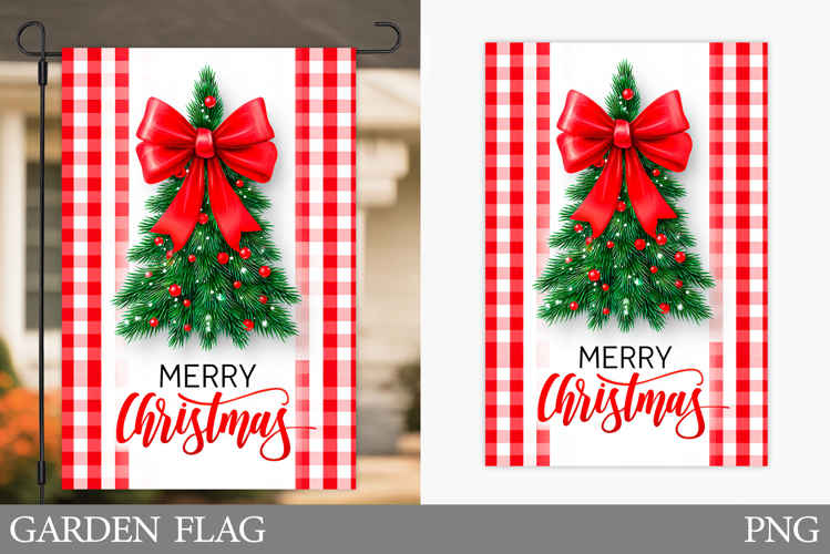 Christmas Tree Garden Flag. Merry Christmas Garden Flag