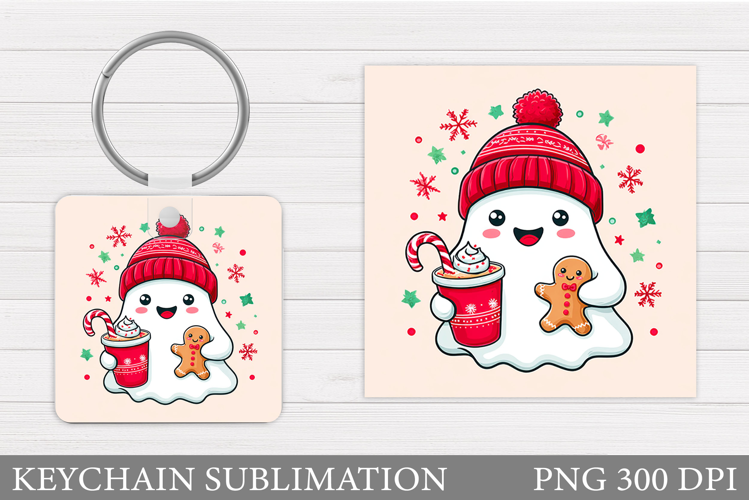 Christmas Ghost Keychain. Christmas Keychain Design
