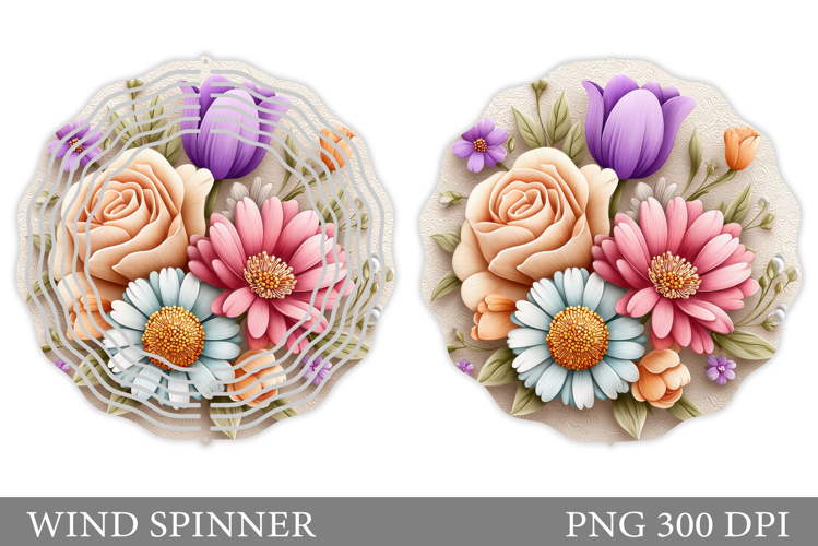 Flowers Wind Spinner Design. Floral Wind Spinner Sublimation