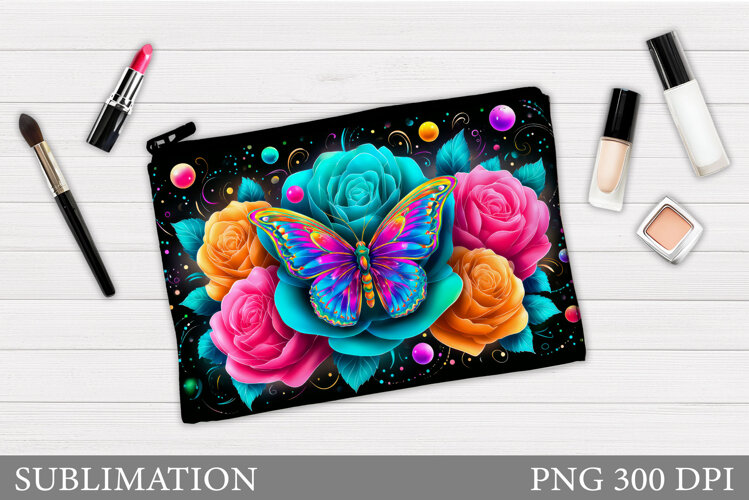 Butterfly Sublimation. Butterfly Makeup Bag Design example image 1