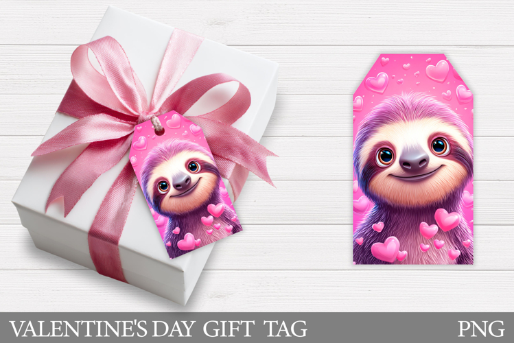 Valentines Sloth Gift Tag. Valentines Gift Tag Design
