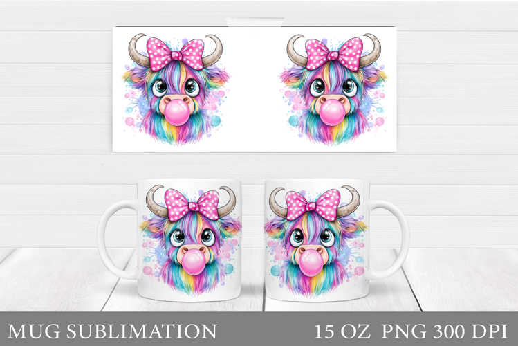 Iridescent Cow Mug Design. Iridescent Cow Sublimation