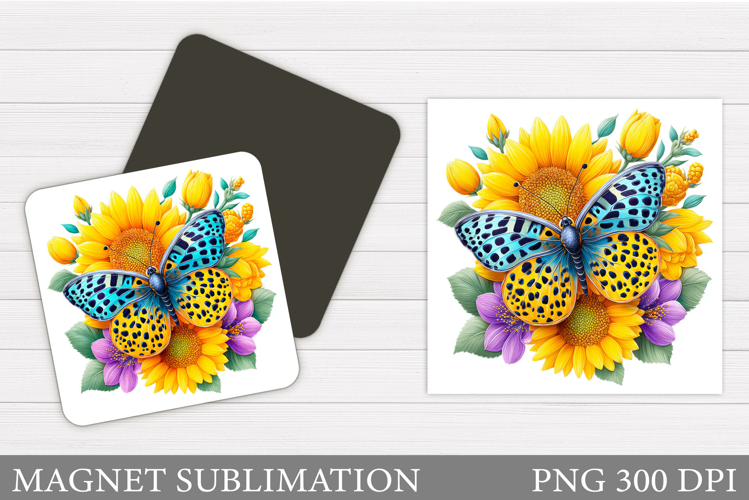 Butterfly Flowers Sublimation. Butterfly Magnet Sublimation