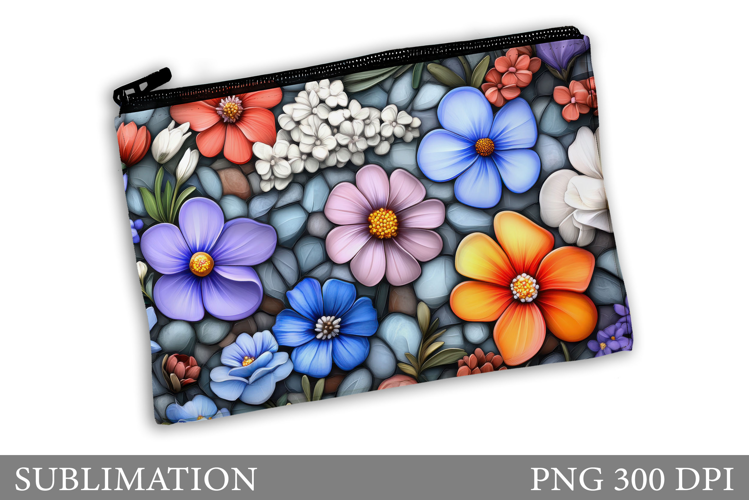 Wildflowers Makeup Bag Design. Flowers Sublimation