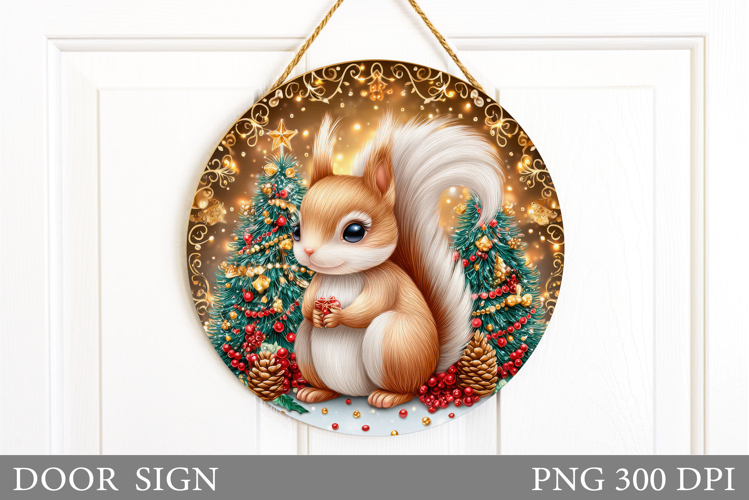 Christmas Squirrel Door Sign. Christmas Door Sign Design