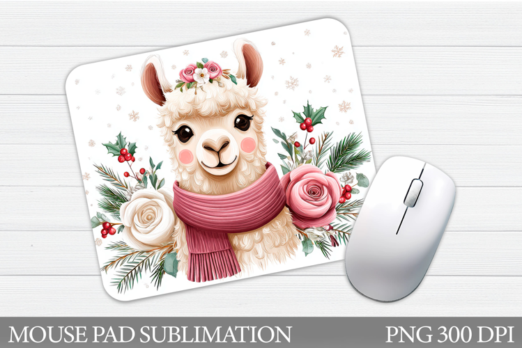 Cute Lama Mouse Pad Design. Christmas Mouse Pad Sublimation
