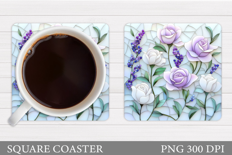 Roses Coaster Sublimation. Flowers Coaster Design