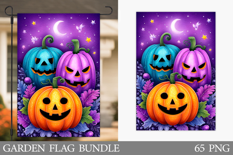 Halloween Garden Flag Design. Halloween Pumpkin Garden Flag example image 1