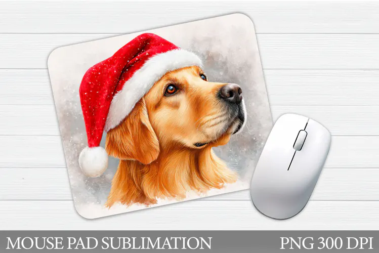 Christmas Dog Mouse Pad. Cute Dog Mouse Pad Design