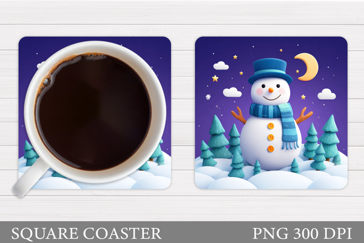 Cute Snowman Coaster Design. Christmas Coaster Sublimation