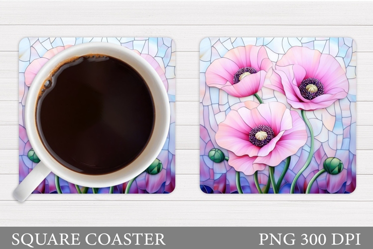 Flowers Coaster Sublimation. Floral Coaster Design