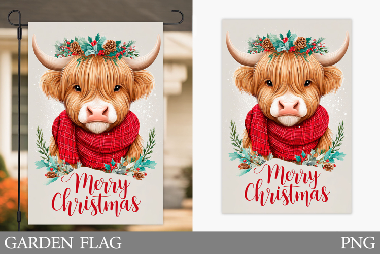 Christmas Cow Garden Flag. Christmas Garden Flag Sublimation