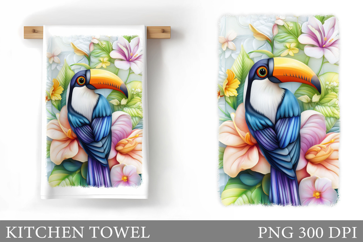 Toucan Kitchen Towel. Tropical Kitchen Towel Sublimation