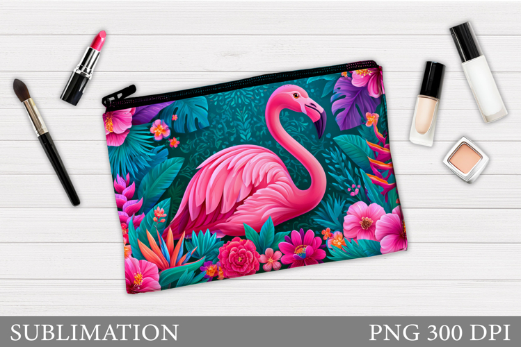 Flamingo Cosmetics Bag. Flamingo Makeup Bag Sublimation