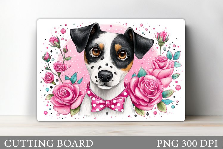 Cute Dog Cutting Board Design. Dog Flowers Cutting Board