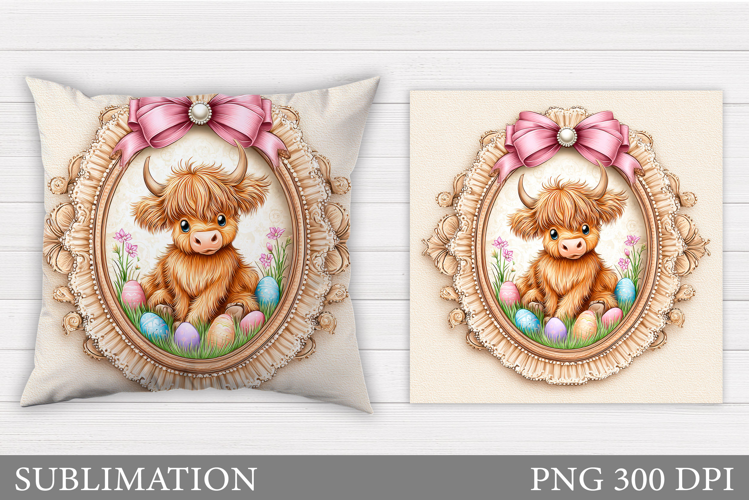 Easter Cow Pillow Design. Easter Pillow Sublimation
