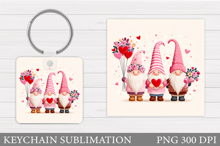 Valentines Gnome Keychain. Valentines Keychain Design