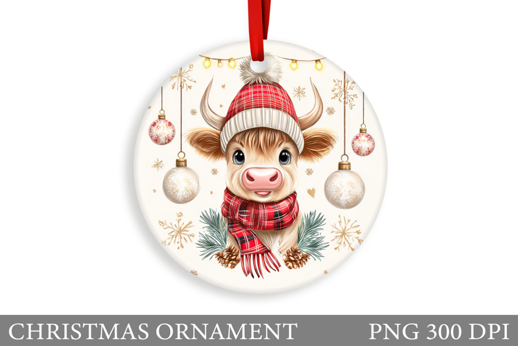 Cute Cow Christmas Ornament. Christmas Ornament Sublimation