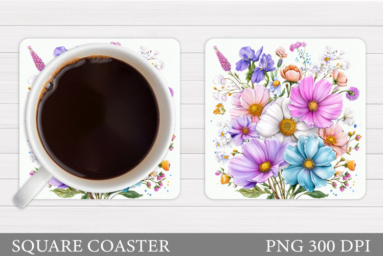 Wildflowers Coaster Design. Floral Coaster Sublimation