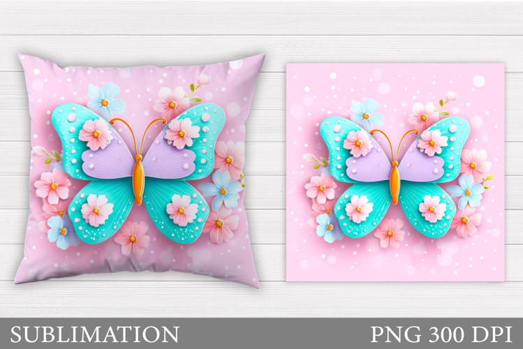 Butterfly Flowers Sublimation. Butterfly Pillow Sublimation
