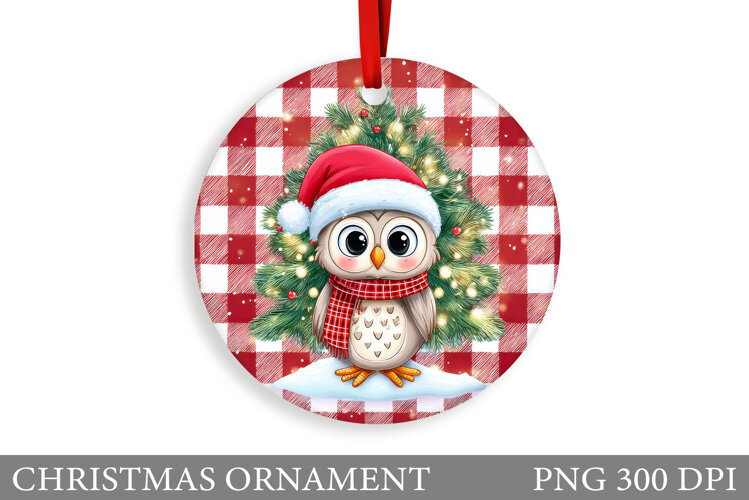 Christmas Owl Christmas Ornament. Christmas Owl Sublimation example image 1