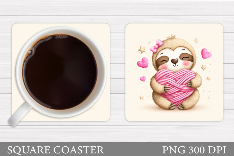 Valentines Sloth Coaster Design. Valentines Sloth Coaster