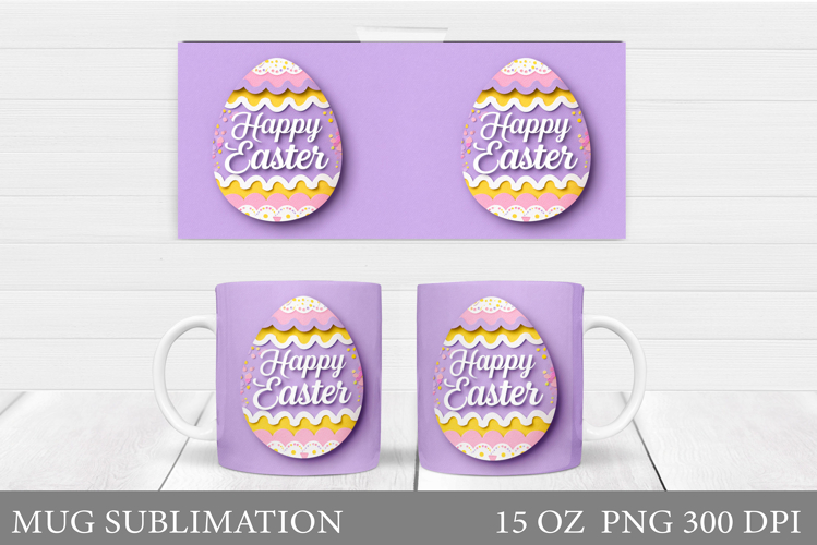 Easter Mug Wrap Design. Happy Easter Sublimation