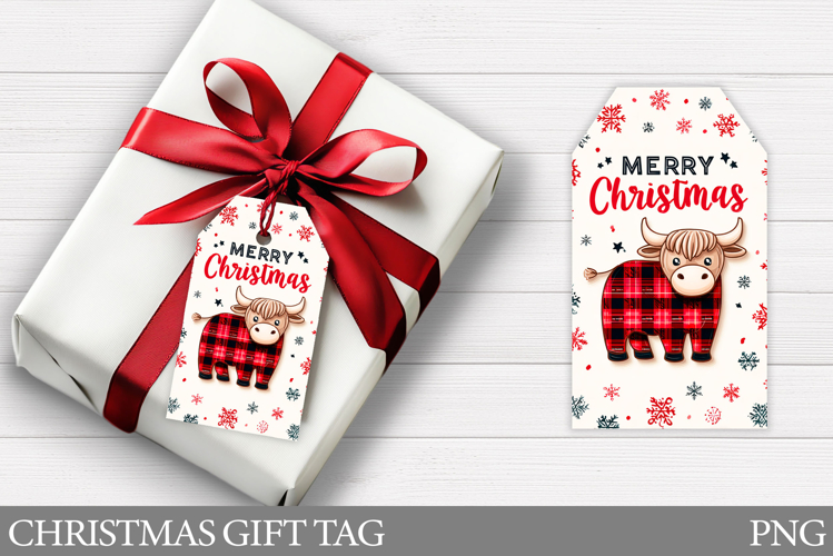 Christmas Gift Tag Design. Christmas Cow Gift Tag Printable