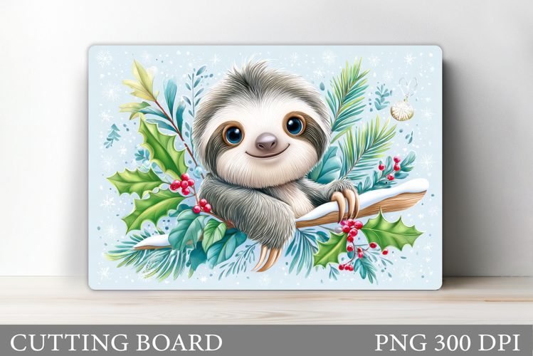 Christmas Sloth Cutting Board. Christmas Cutting Board